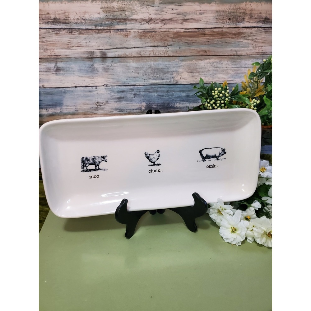 Rae Dunn Artisan Collection Farm Animals Moo Cluck Oink Serving Platter